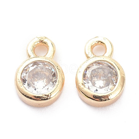 Brass Micro Pave Clear Cubic Zirconia Charms Pendants ZIRC-K086-23LG-1