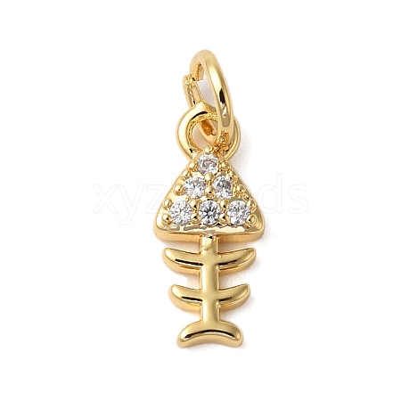 Rack Plating Brass Micro Pave Cubic Zirconia Charms KK-P279-08G-1