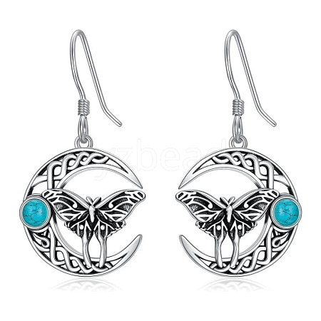 Alloy & Turquoise Pendant Dangle Earrings PW-WG53024-01-1