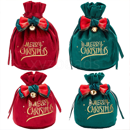 CRASPIRE 4Pcs 4 Styles Christmas Velvet Candy Apple Bags TP-CP0001-05B-1