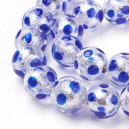 Handmade Silver Foil Lampwork Beads Strands FOIL-L016-D02-1