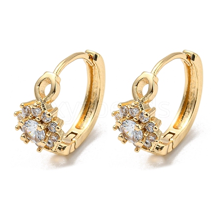 Brass with Clear Cubic Zirconia Hoop Earrings EJEW-B035-29KCG-1