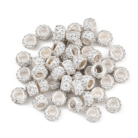 50Pcs Handmade Polymer Clay Rhinestone European Beads CPDL-YW0001-05-1