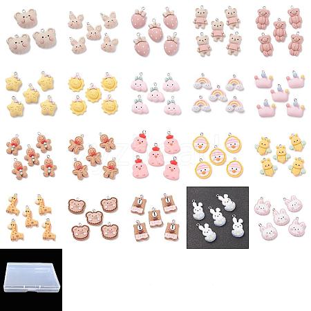 40Pcs 20 Style Opaque Resin Pendants RESI-SZ0002-70-1