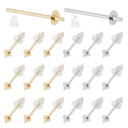 Unicraftale 200Pcs 2 Color 304 Stainless Steel Stud Earring Findings STAS-UN0055-93-1