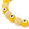 7Pcs 7 Colors Natural Weathered Agate(Dyed) & Lampwork Evil Eye Round Beaded Stretch Bracelets Set BJEW-JB08958-5