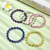 5Pcs Acrylic Round with Cross Pattern Beaded Stretch Bracelets for Women BJEW-JB11344-1