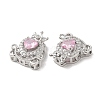 Brass Micro Pave Pink Cubic Zirconia Charms KK-F860-74P-02-2