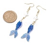 Glass & Shell Dangle Earrings EJEW-MZ00160-02-3