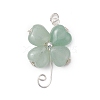 Natural Green Aventurine Copper Wire Wrapped Shamrock Pendants PALLOY-JF02970-01-1