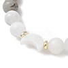 Natural Selenite & Labradorite & Black Tourmaline & Shell Beaded Stretch Bracelets for Women X-BJEW-JB13084-3