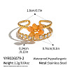 304 Stainless Steel Rhinestone Cuff Open Rings for Women ZW2135-2-1
