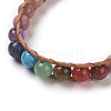 Natural Rhodonite Cord Beaded Bracelets BJEW-E351-02C-4