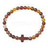 Natural Banded Agate Beaded Stretch Bracelets BJEW-JB13406-2