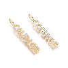 Brass Micro Pave Clear Cubic Zirconia Pendants ZIRC-L085-44G-2