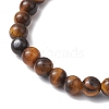 Natural Tiger Eye Cube & Round Beaded Stretch Bracelets BJEW-JB10807-03-4