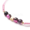 Natural Agate & Brass Clover Beaded Cord Bracelet BJEW-JB08366-03-4