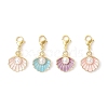 Shell Shape Alloy Enamel & ABS Plastic Imitation Pearl Pendant Decorations HJEW-JM02966-2