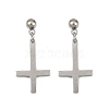 Christian Upside Down Cross 201 Stainless Steel Dangle Stud Earrings EJEW-P314-01A-P-4