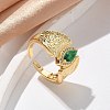 Brass Micro Pave Cubic Zirconia Cuff Rings for Women RJEW-U041-19G-1