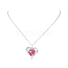 5Pcs 5 Colors Electroplated Natural Quartz Heart Copper Wire Wrapped Pendant Brass Cable Chain Necklaces for Women NJEW-TA00256-3