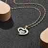 304 Stainless Steel Crystal Rhinestone Heart Pendant Cable Chain Necklaces for Women NJEW-Z056-01D-G-1