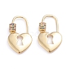 Brass Micro Pave Cubic Zirconia Screw Carabiner Lock Charms ZIRC-I041-09A-1