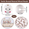 120Pcs Printed Natural Wood European Beads WOOD-GF0002-19A-2