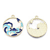 Chinese Style Alloy Enamel Pendants X-ENAM-M043-03G-01-RS-2