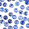 Blue and White Floral Printed Glass Flatback Cabochons X-GGLA-A002-12mm-XX-1