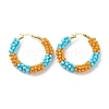 Porcelain Beaded Huggie Hoop Earrings for Women EJEW-C003-01D-RS-1