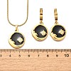 304 Stainless Steel Enamel & Rhinestone Pendant Necklaces & Hoop Earring Set for Women SJEW-C007-02G-01-5