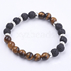 Natural Lava Rock and Gemstone Stretch Bracelets BJEW-JB03634-2