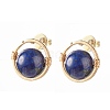 Mixed Gemstone Round Beads Stud Earrings for Girl Women EJEW-JE04666-2