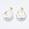 Brass Enamel Stud Earrings EJEW-T014-08G-05-NF-2