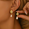 Elegant Pearl & Rhinestone Teardrop Hoop Earrings for Women's Date Night JU3663-1