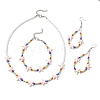 Starfish Synthetic Turquoise & Glass Beaded Bracelets & Earrings & Necklaces SJEW-JS01369-2