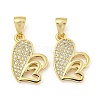 Brass Micro Pave Clear Cubic Zirconia Pendants ZIRC-P113-07G-G-1