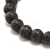 Natural Lava Rock Round Beads Stretch Bracelet BJEW-JB07461-6