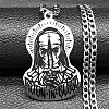 304 Stainless Steel Odin Rune Cross Nun Pendant Twisted Chain Necklaces for Men NJEW-S440-03A-AS-1