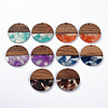 Transparent Resin & Walnut Wood Pendants RESI-T035-35-1