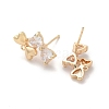 Brass Clear Cubic Zirconia Stud Earrings Finding for Women KK-A244-15G-2