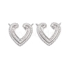 Brass Pave Clear Cubic Zirconia Pendants KK-E068-VC476-2