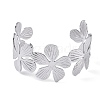 Flower 304 Stainless Steel Open Cuff Bangles for Women BJEW-M313-05P-2