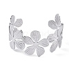 Non-Tarnish Flower 304 Stainless Steel Open Cuff Bangles for Women BJEW-M313-05P-2