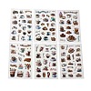 6Pcs Coffee Theme DIY Paper Scrapbook Stickers STIC-U004-05B-2