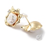 Flower Natural Pearl Stud Earrings with Brass Micro Pave Cubic Zirconia and 925 Sterling Silver Pins EJEW-P256-93G-2