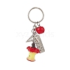 Red Apple & Triangular Ruler Resin & Alloy Pendant Keychain KEYC-TA00004-3