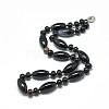 Natural Black Agate Beaded Necklaces NJEW-S388-02-1