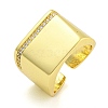 Rectangle Brass Micro Pave Clear Cubic Zirconia Cuff Finger Rings RJEW-B069-03G-1